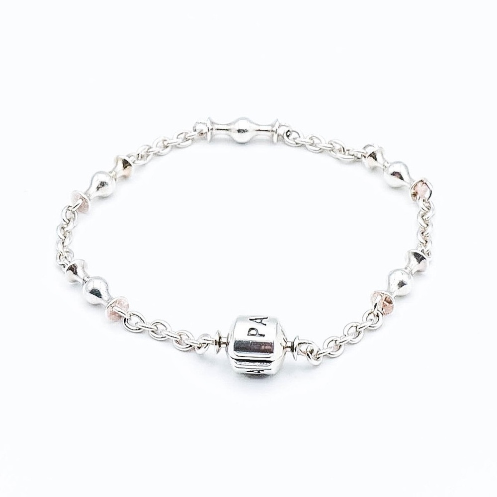 PANDORA FIVE STATION CLIP CAPTURE STERLING SILVER BRACELET WITH PANDORA CLASP